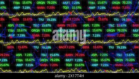 Immagine dell'elaborazione dei dati finanziari su connessioni Foto Stock