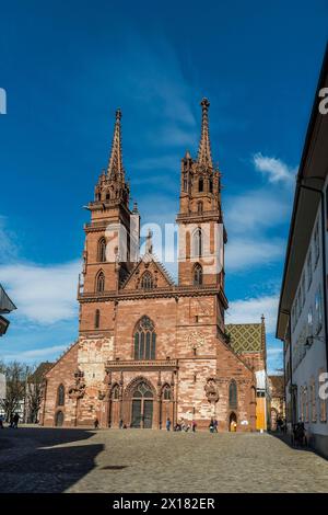 Basilea Minster, Basilea, Cantone di Basilea città, Svizzera Foto Stock