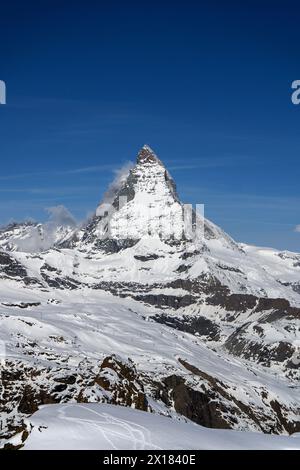 Vista del Cervino da Gornergrat, Alpi Pennine, Svizzera Foto Stock