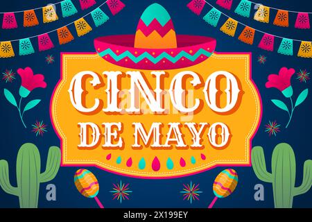 illustrazione di sfondo del vettore gradiente celebrativo cinco de mayo Illustrazione Vettoriale