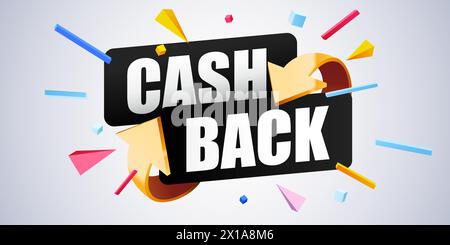Icona cashback isolata sullo sfondo grigio. Etichetta di rimborso o di rimborso. Illustrazione vettoriale Illustrazione Vettoriale