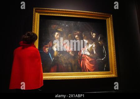 Londra 16 aprile 2024 . , Il Martirio di Sant'Ursula, 1610 l'ultimo Caravaggio alla Galleria Nazionale prestato dalla Collezione intesa Sanpaolo (gallerie d'Italia - Napoli).crediti: amer ghazzal/Alamy Live News Foto Stock