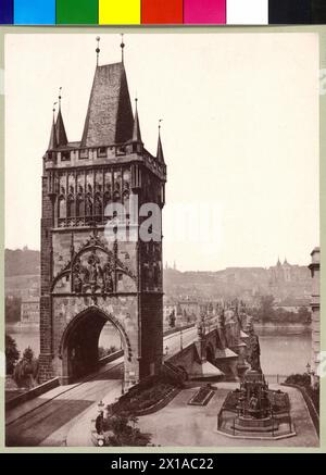 Torre del ponte della città vecchia e Ponte Carlo a Praga, torre in primo piano, 1890 - 18900101 PD1114 - Rechteinfo: Rights Managed (RM) Foto Stock