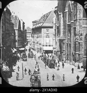 Vienna 1, Stephansplatz (Piazza Stephan), vista da una posizione più alta a Stock-im Eisen-Platz (Piazza Eisen) verso la Rotenturmstrasse (via Rotenturm), 1900 - 19000101 PD56061 - Rechteinfo: Diritti gestiti (RM) Foto Stock