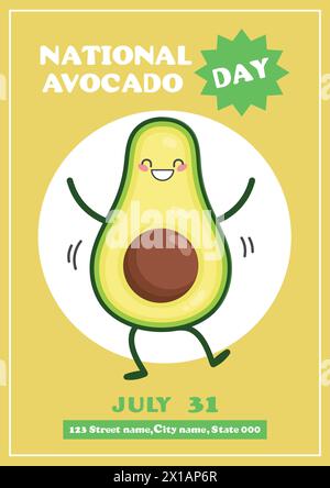 Festa nazionale dell'avocado. Luglio 31. Biglietto d'auguri per avocado natalizio. Illustrazione vettoriale Illustrazione Vettoriale