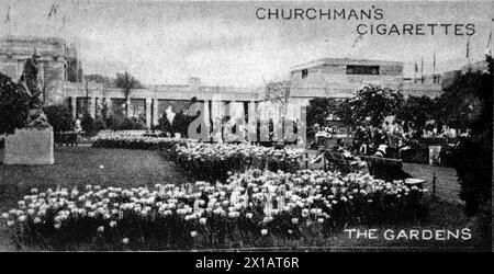 I giardini sono stati trovati intorno alla mostra. Da una serie di 25 carte di sigarette prodotte da W. A. e A. C. Churchman sotto il titolo Wembley Exhibition, questa è la British Empire Exhibition del 1924. Queste erano di dimensioni standard, quindi piuttosto piccole, e quindi non adatte per immagini di grandi dimensioni. Foto Stock