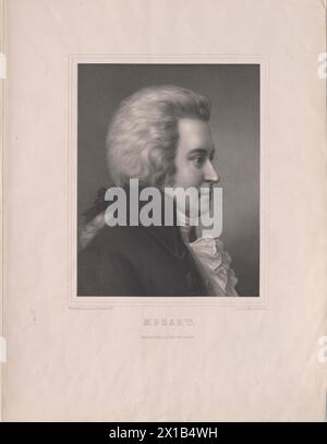 Mozart, Wolfgang Amadeus, mezza lunghezza, profilo quasi destro (basato su un busto), litografia di Paul Rohrbach. Duplicato in PG III (-VII / 21) con data 1873, - 19830422 PD107078 - Rechteinfo: Rights Managed (RM) Foto Stock