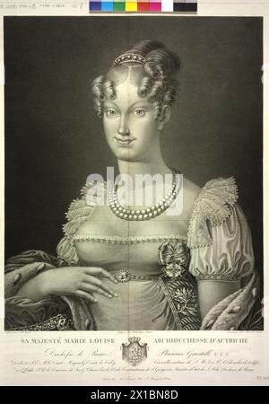 Maria Louisa, arciduchessa d'Austria, incisione di Luigi Rados basata su un disegno di J. B. Bosio. Stemma, - 18100101 PD0337 - Rechteinfo: Rights Managed (RM) Foto Stock