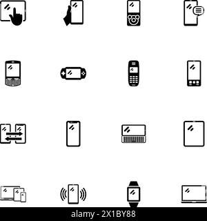 Icona dei dispositivi mobili - Espandi in qualsiasi dimensione - passa a qualsiasi colore. Perfect Flat Vector contiene icone come tablet, comunicatore, telefono, console di gioco, Illustrazione Vettoriale