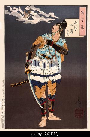 Tsukioka Yoshitoshi 1839 bis 9. Juni 1892 einer der letzten großen Meister des klassischen japanischen Farbholzschnitt, hier das Werk Mountain Moon After Rain - Tokimune Foto Stock