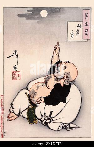 Tsukioka Yoshitoshi 1839 bis 9. Juni 1892 einer der letzten großen Meister des klassischen japanischen Farbholzschnitt, hier das Werk Luna dell'Illuminismo Foto Stock