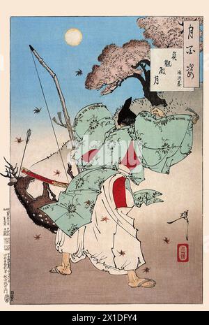 Tsukioka Yoshitoshi 1839 bis 9. Juni 1892 einer der letzten großen Meister des klassischen japanischen Farbholzschnitt, hier das Werk Joganden Moon Foto Stock