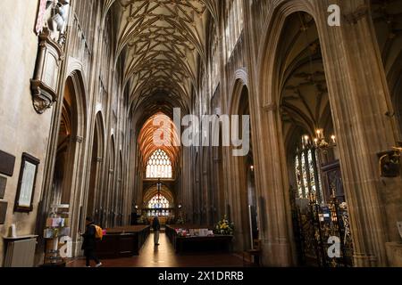 Bristol, Inghilterra - 29 marzo 2024: Dettagli architettonici di St Chiesa di Mary Redcliffe Foto Stock