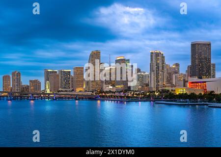Skyline del centro della città di Miami, Florida, Stati Uniti d'America Foto Stock