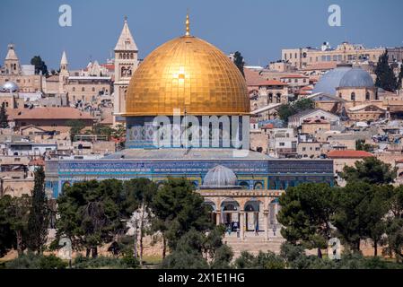 La Cupola della roccia e gli edifici di Gerusalemme, israele Foto Stock