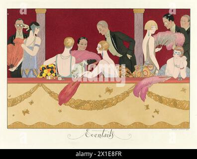 France Joy of Living: Le Bonheur du Jour ou Les Graces à la Mode, di George Barbier, 1921 - Eventails Foto Stock