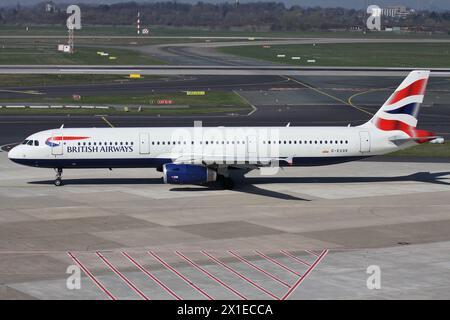 British Airways Airbus A321-200 con registrazione G-EUXK all'aeroporto di Dusseldorf Foto Stock