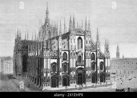 Il Duomo, città di Milano, Lombardia, Nord Italia, illustrazione storica 1885 Foto Stock