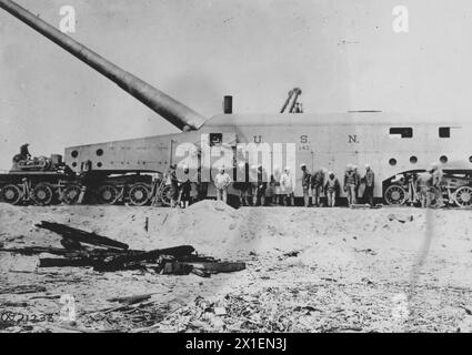 14' Naval gun, montaggio su ferrovia, prodotto dalla Baldwin Locomotive Works CA. 1918 Foto Stock