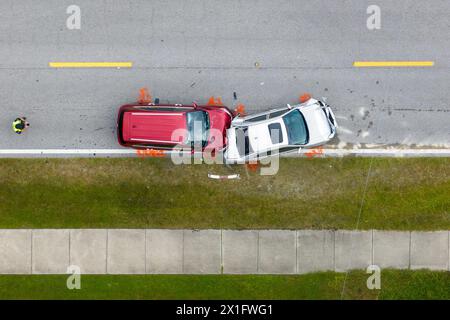 Incidente stradale su American Street in Florida. Incidente stradale negli Stati Uniti Foto Stock