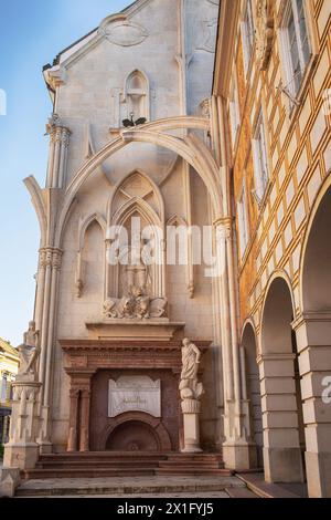 Memoriale di Mattia Corvino a Szekesfehervar, Ungheria. Foto Stock