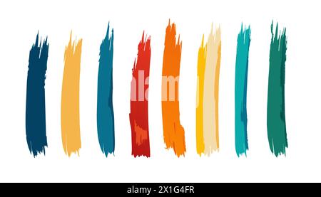Tratti di pennello vettoriale colorato ad acquerello. Illustrazione Vettoriale