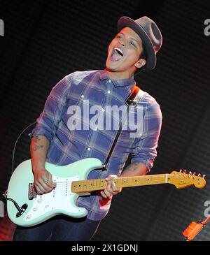 Peter Gene Hernandez alias "Bruno Mars" durante un concerto a Vienna il 12.10.2011. - 20111012 PD4057 - Rechteinfo: Rights Managed (RM) Foto Stock