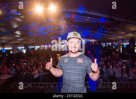 Il ciclista austriaco Marcel Hirscher durante la festa del Marcel Hirscher Race Club 6,0 alla Red Bull Arena di Salisburgo, Austria, il 2017/04/22 - 20120110 PD21827 - Rechteinfo: Diritti gestiti (RM) Foto Stock