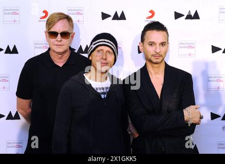 I membri della band di "Depeche Mode", Andrew Fletcher, Martin Gore e Dave Gahan durante una photocall a Vienna il 2013/03/24. - 20130324 PD2912 - Rechteinfo: Diritti gestiti (RM) Foto Stock