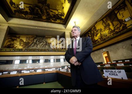 Il presidente federale austriaco Heinz Fischer al palazzo delle nazioni di Ginevra il 2013/06/10. Fischer rimane tre giorni in Svizzera. - 20130610 PD0995 - Rechteinfo: Diritti gestiti (RM) Foto Stock