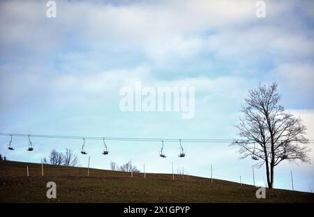 Il clima mite causa la mancanza di neve nelle aree sciistiche in Austria, gennaio 2014. - 20140108 PD1106 - Rechteinfo: Diritti gestiti (RM) Foto Stock