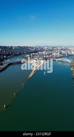 Foto drone Museo Confluence Lione Francia Europa Foto Stock