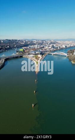 Foto drone Museo Confluence Lione Francia Europa Foto Stock