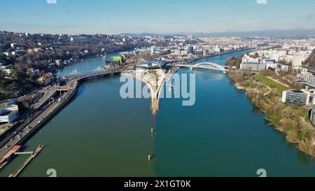 Foto drone Museo Confluence Lione Francia Europa Foto Stock