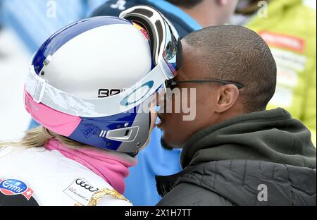 Lindsey VONN (USA) e la sua amica Kenan Smith durante la finale di Coppa del mondo di sci ad Aspen, USA, il 13 marzo 2017. - 20170313 PD4085 - Rechteinfo: Diritti gestiti (RM) Foto Stock