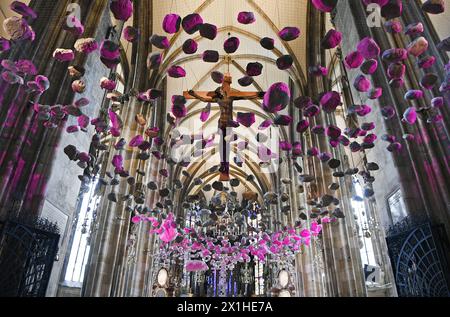 L'installazione "Sky of Stones" e il velo quaresimale "Echo Curtain" dell'artista Peter Baldinger sono esposti al St Cattedrale di Stefano a Vienna, Austria, durante il periodo quaresimale fino al 10 giugno 2019, foto scattata il 5 marzo 2019. - 20190305 PD2210 - Rechteinfo: Diritti gestiti (RM) Foto Stock