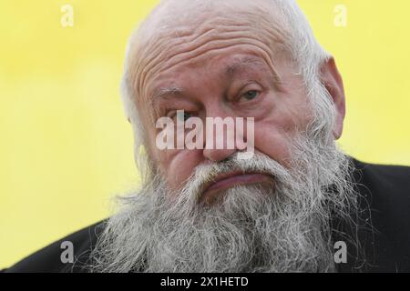 Artista austriaco Hermann Nitsch durante 'NITSCH. Spaces of Color' Exhibition conferenza stampa presso l'Albertina di Vienna, Austria, il 16 maggio 2019. - 20190516 PD2499 - Rechteinfo: Diritti gestiti (RM) Foto Stock