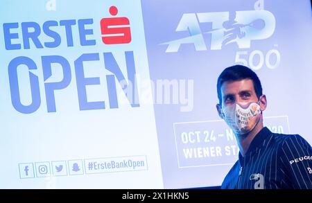 Il tennista serbo Novak Djokovic si rivolge ad una conferenza stampa prima del Tennis Open di Vienna, Austria, il 25 ottobre 2020. - 20201025 PD2116 - Rechteinfo: Diritti gestiti (RM) Foto Stock