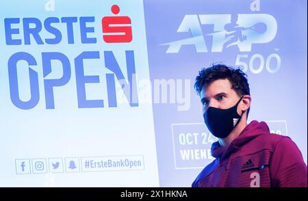 Il tennista austriaco Dominic Thiem ha tenuto una conferenza stampa prima del Tennis Open di Vienna, Austria, il 25 ottobre 2020. - 20201025 PD2186 - Rechteinfo: Rights Managed (RM) Foto Stock