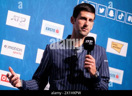 Il tennista serbo Novak Djokovic si rivolge ad una conferenza stampa prima del Tennis Open di Vienna, Austria, il 25 ottobre 2020. - 20201025 PD2062 - Rechteinfo: Diritti gestiti (RM) Foto Stock