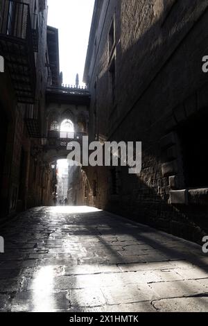 Ponte del Vescovo (Pont del Bisbe), quartiere Ghotic - Barcellona - Spagna Foto Stock