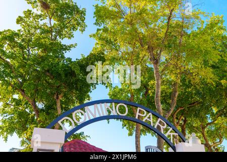 Cartello Domino Park Miami Calle Ocho Foto Stock