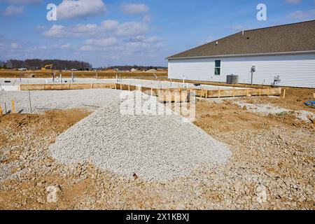 Nuova costruzione della Home Foundation con Blue Sky, Fort Wayne Foto Stock