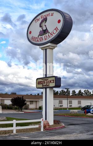 PAHRUMP, NEVADA - 14 aprile 2024: Sheris Ranch un bordello legale autorizzato, adiacente al bordello Chicken Ranch, a Pahrump. Foto Stock