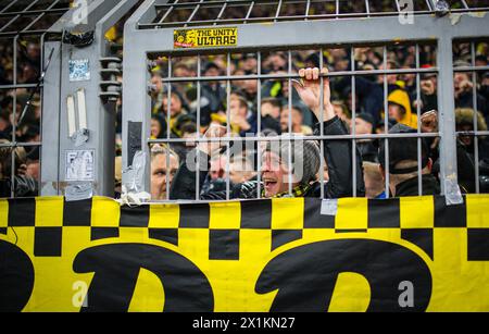 Dortmund, Germania. 16 aprile 2024. BVB fan Borussia Dortmund - Atletico Madrid 16.04.2024 Copyright (nur für journalistische Zwecke) di : Moritz Mü Foto Stock