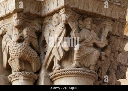 Medievale Bestiario - capitale (12 ° secolo) - Cattedrale di San Pietro - Ginevra Foto Stock