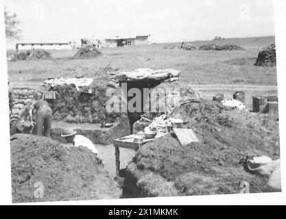 QUINTO ESERCITO : ANZIO TESTA DI PONTE - VARIE - - H.Q. N. 3 SQDN. Posizione con gli edifici di la Cogna sullo skyline, British Army Foto Stock