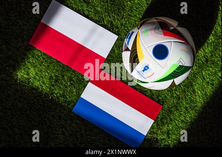 LIPSIA, GERMANIA, 17 APRILE 2024: Polonia vs Paesi Bassi, partita di calcio Euro 2024 gruppo D al Volksparkstadion, Amburgo, 16 giugno 2024, ballo ufficiale Foto Stock