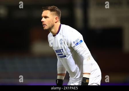 Dens Park, Dundee, Regno Unito. 17 aprile 2024. Scottish Premiership Football, Dundee contro Rangers; portiere dei Rangers Jack Butland Credit: Action Plus Sports/Alamy Live News Foto Stock