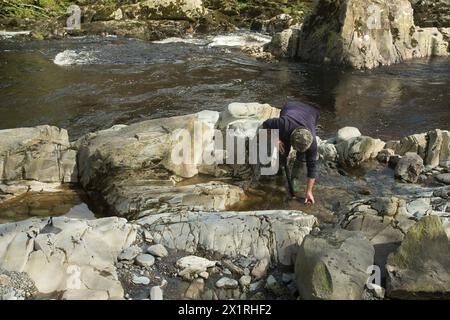 Rhaeadr DDU e Coed Ganllwyd Walk River Gamlan Foto Stock